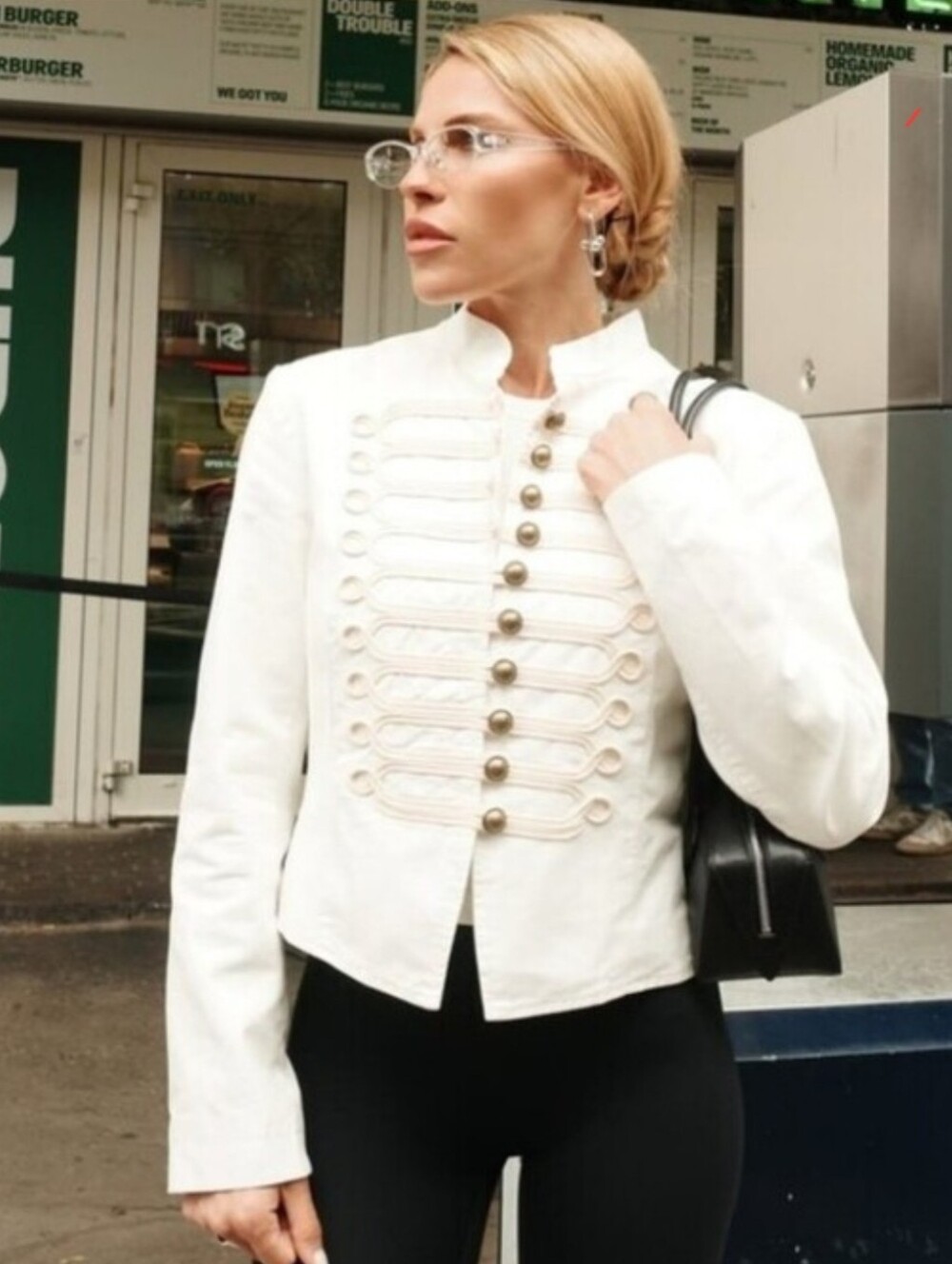 NWT ZARA White Military Button Detail Dressy Fitted Jacket